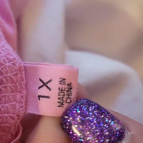 Candance Cameron Bure Long Sleeved Pink & White Tye Dye Cotton Shirt, Size: 1X - Picture 7 of 8